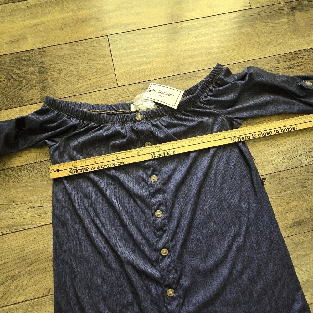 No Comment Ny La Women's Medium New With Tags Navy Button-Down Dress - Picture 11 of 13